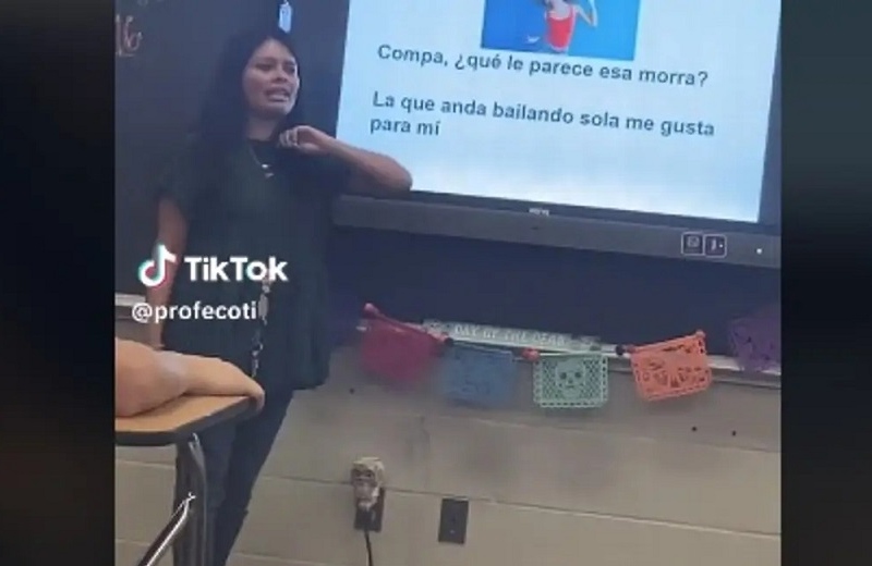 Maestra enseña español con corridos de Peso Pluma (+video)