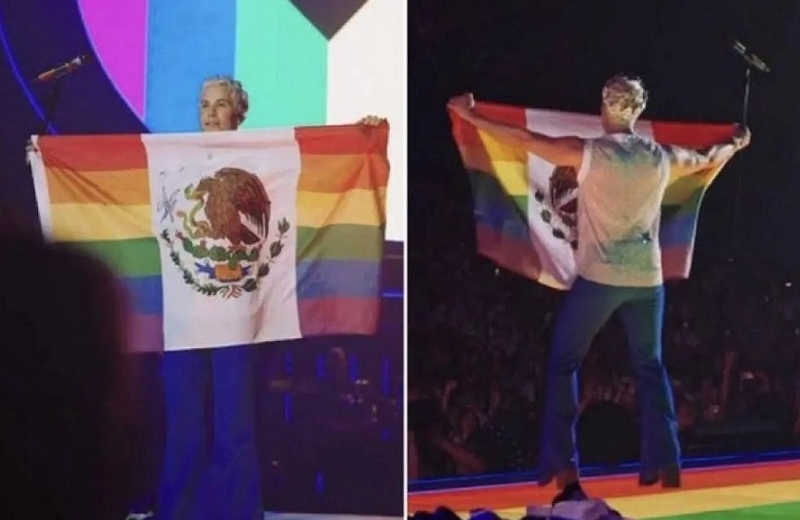 ¡Polémica! Christian Chávez ondea bandera de México con colores LGBTQ+