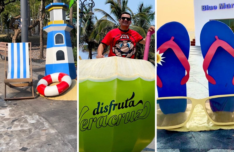 Coco gigante, chanclotas y playita en el centro de Veracruz (+video)