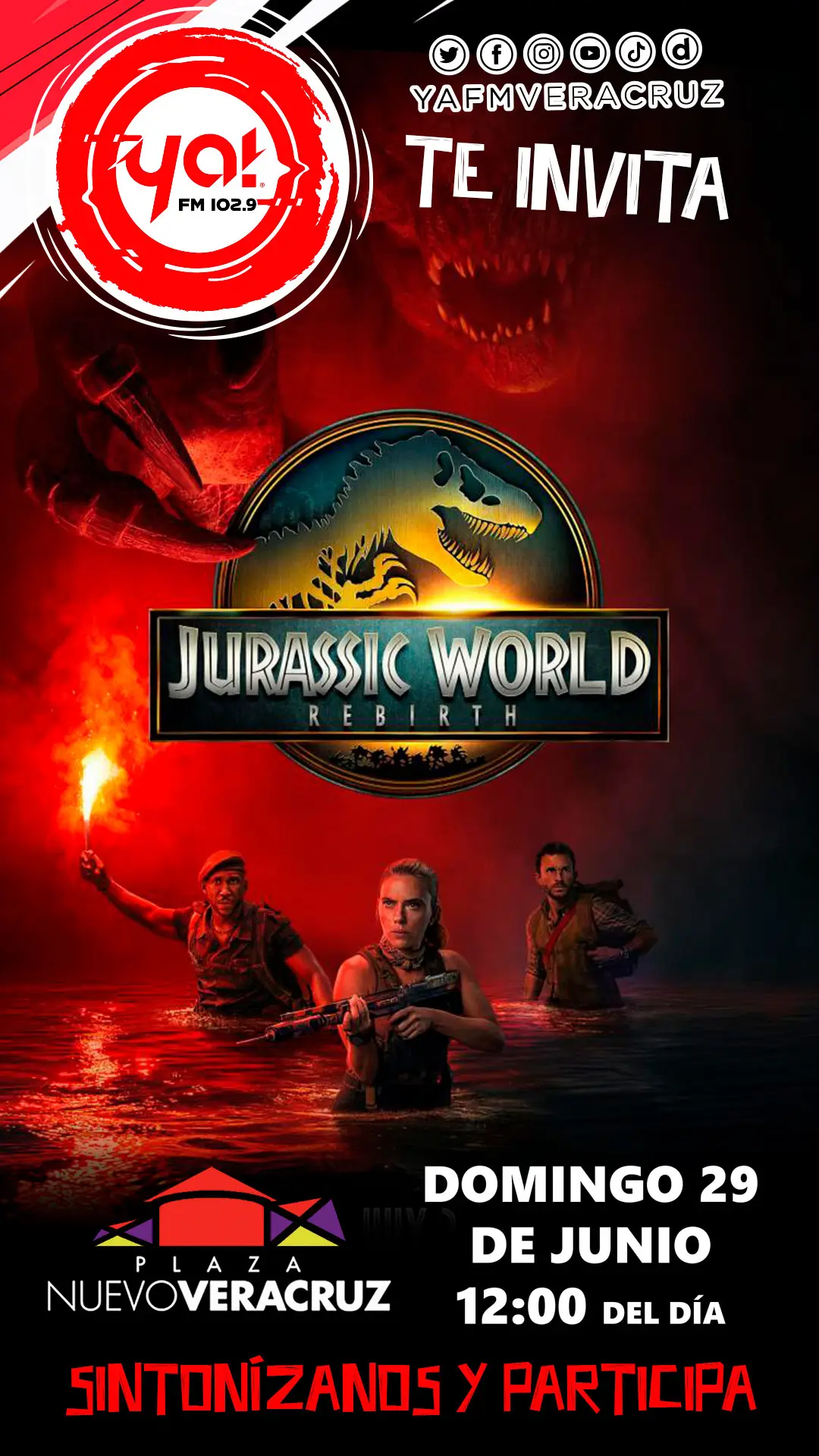 Ya! Te invita a la premier de "Jurassic World RENACE". Sintonízanos y podrás ganar pases dobles.